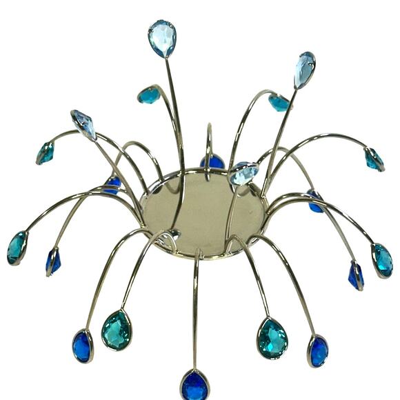 Swarovski Yasmine Hurel 'Crystal Jewels' Signed Sapphire Crystals Tea Light-Rare - Picture 4 of 8